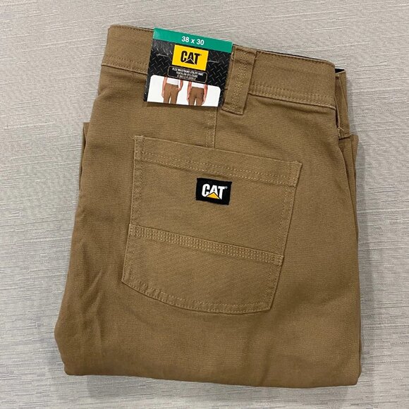 Caterpillar Utility Work Pants Mens 38 x 30 Brown Flex Waistband Cell Pocket - Picture 6 of 16